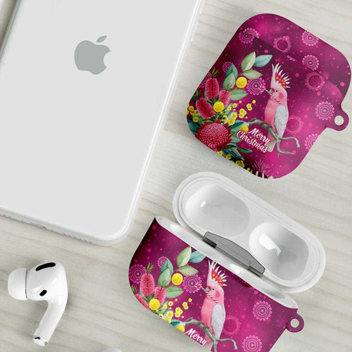 Australia Pink Cockatoo Christmas AirPods Case Aussie Native Flowers Merry Xmas - Pink - Aussie Hoodie
