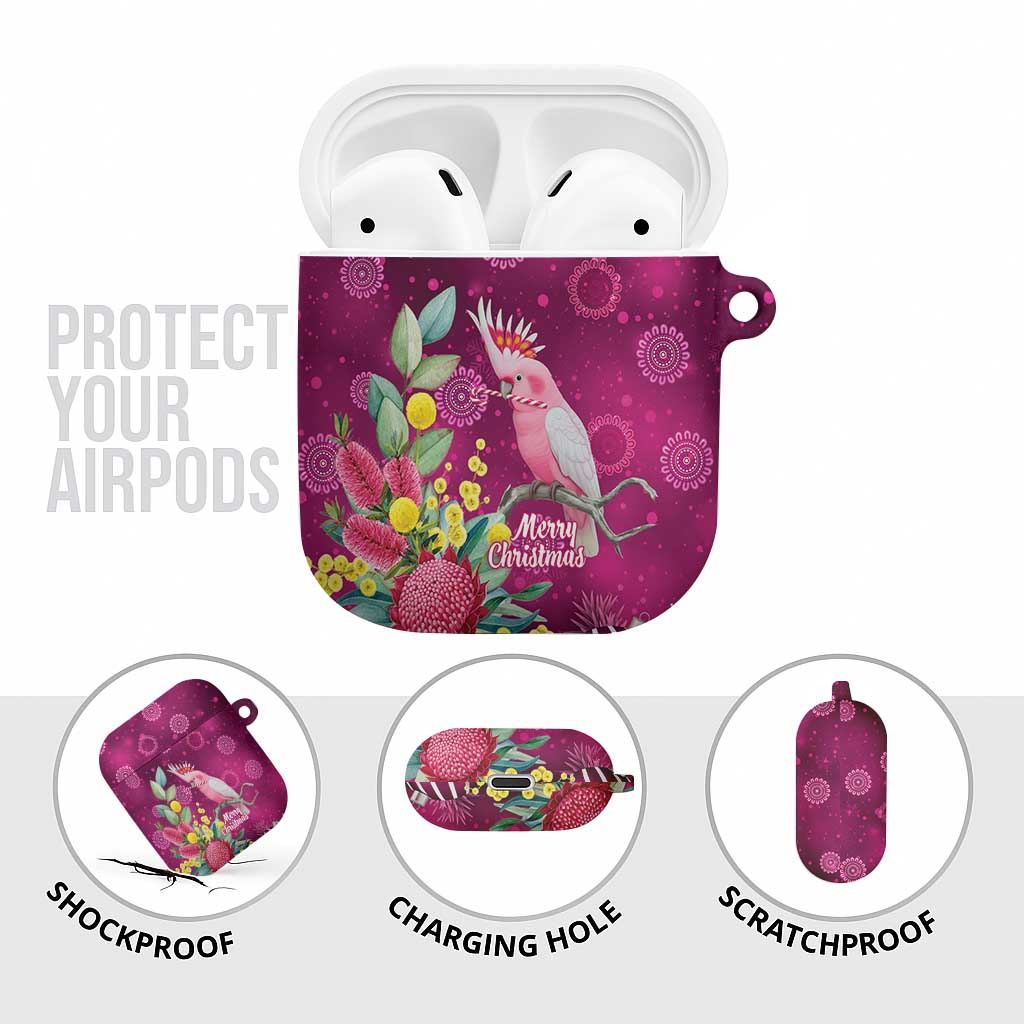 Australia Pink Cockatoo Christmas AirPods Case Aussie Native Flowers Merry Xmas - Pink - Aussie Hoodie