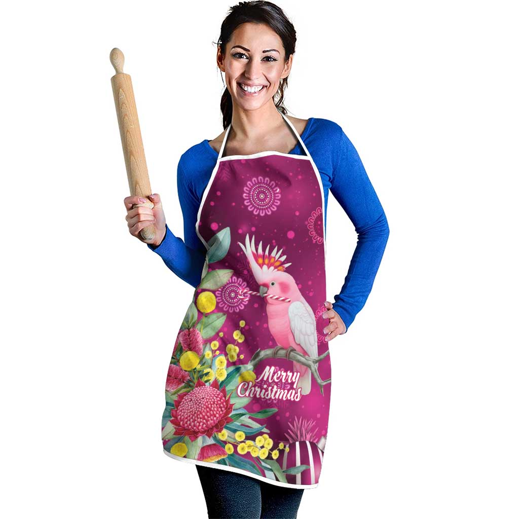 Australia Pink Cockatoo Christmas Apron Aussie Native Flowers Merry Xmas - Pink - Aussie Hoodie