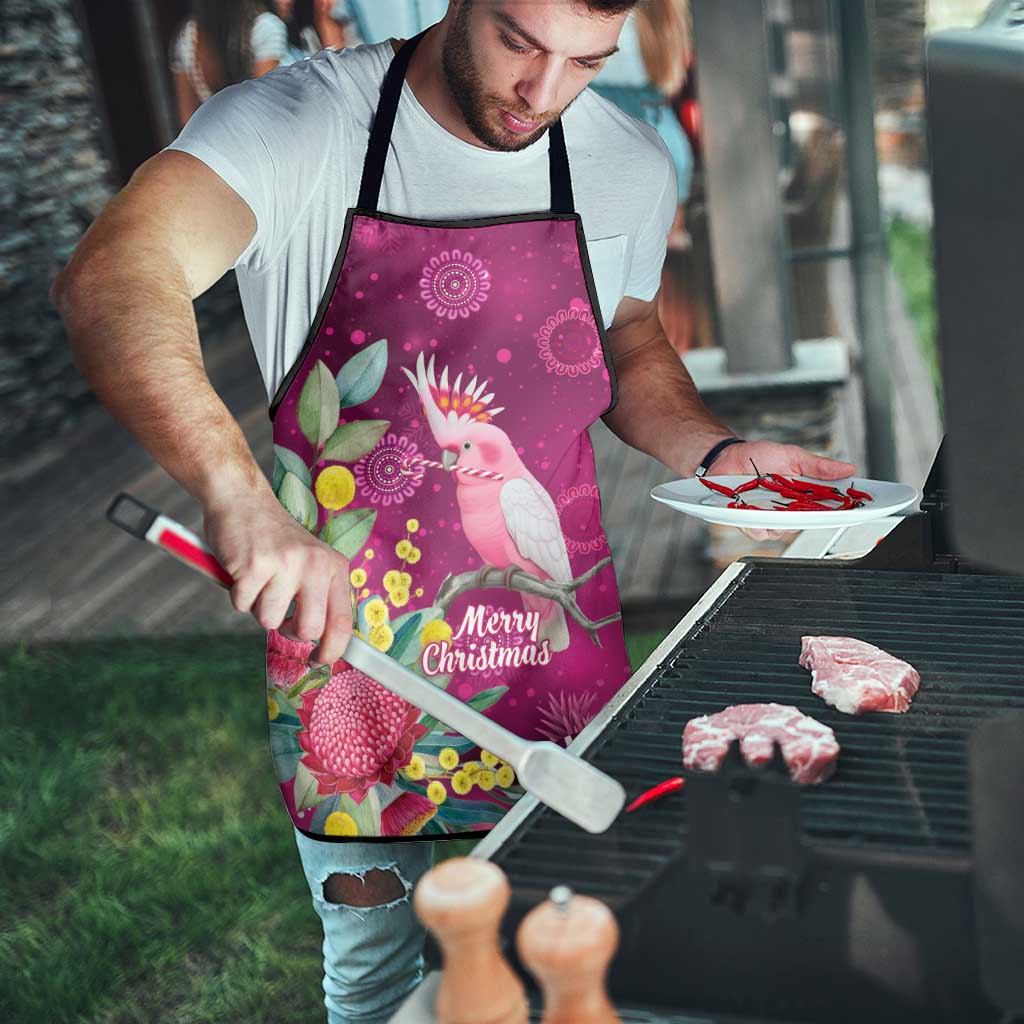 Australia Pink Cockatoo Christmas Apron Aussie Native Flowers Merry Xmas - Pink - Aussie Hoodie