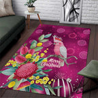 Australia Pink Cockatoo Christmas Area Rug Aussie Native Flowers Merry Xmas - Pink - Aussie Hoodie