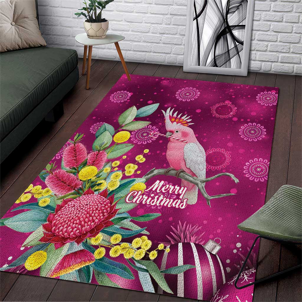 Australia Pink Cockatoo Christmas Area Rug Aussie Native Flowers Merry Xmas - Pink - Aussie Hoodie