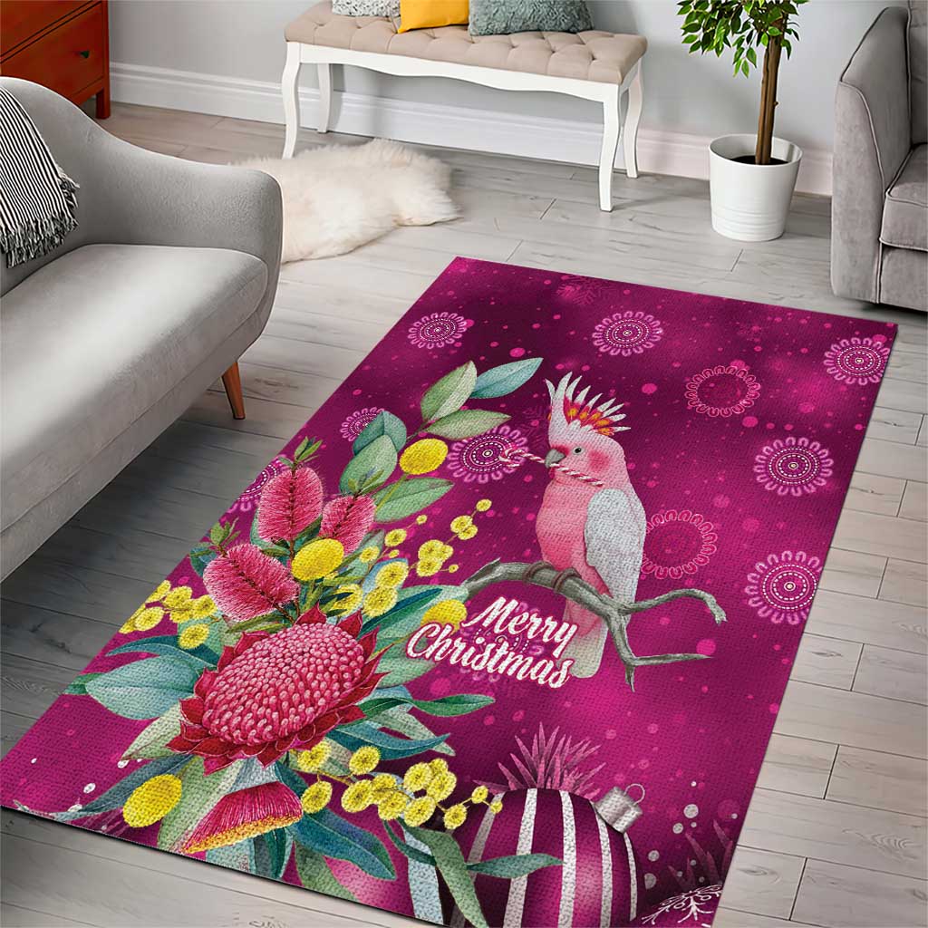 Australia Pink Cockatoo Christmas Area Rug Aussie Native Flowers Merry Xmas - Pink - Aussie Hoodie