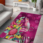 Australia Pink Cockatoo Christmas Area Rug Aussie Native Flowers Merry Xmas - Pink - Aussie Hoodie