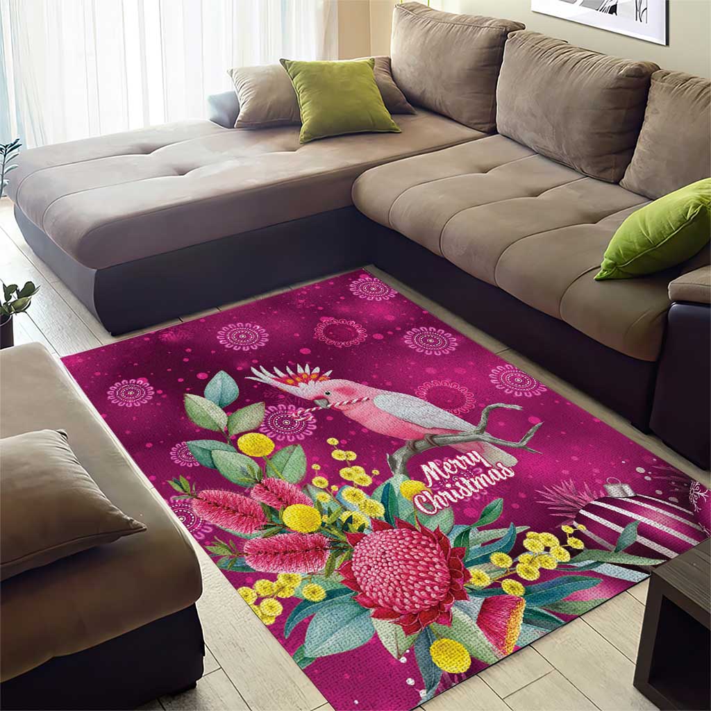 Australia Pink Cockatoo Christmas Area Rug Aussie Native Flowers Merry Xmas - Pink - Aussie Hoodie