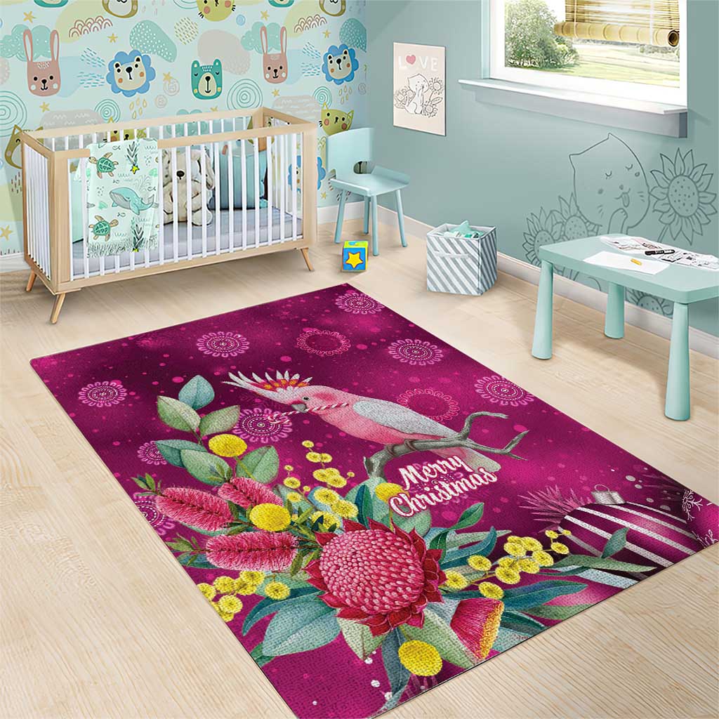 Australia Pink Cockatoo Christmas Area Rug Aussie Native Flowers Merry Xmas - Pink - Aussie Hoodie