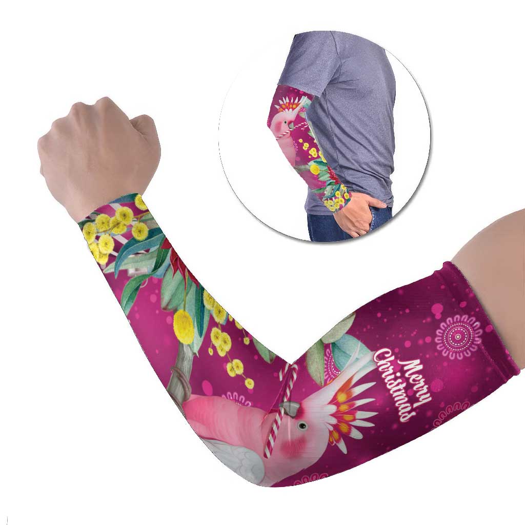 Australia Pink Cockatoo Christmas Arm Sleeves Aussie Native Flowers Merry Xmas - Pink - Aussie Hoodie