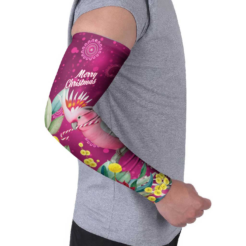 Australia Pink Cockatoo Christmas Arm Sleeves Aussie Native Flowers Merry Xmas - Pink - Aussie Hoodie