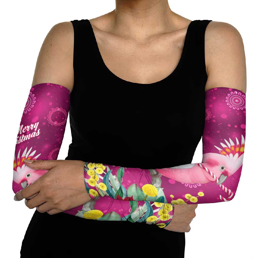 Australia Pink Cockatoo Christmas Arm Sleeves Aussie Native Flowers Merry Xmas - Pink - Aussie Hoodie