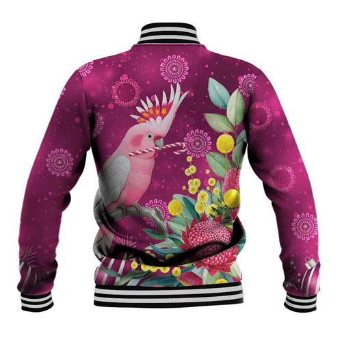 Australia Pink Cockatoo Christmas Baseball Jacket Aussie Native Flowers Merry Xmas - Pink - Aussie Hoodie