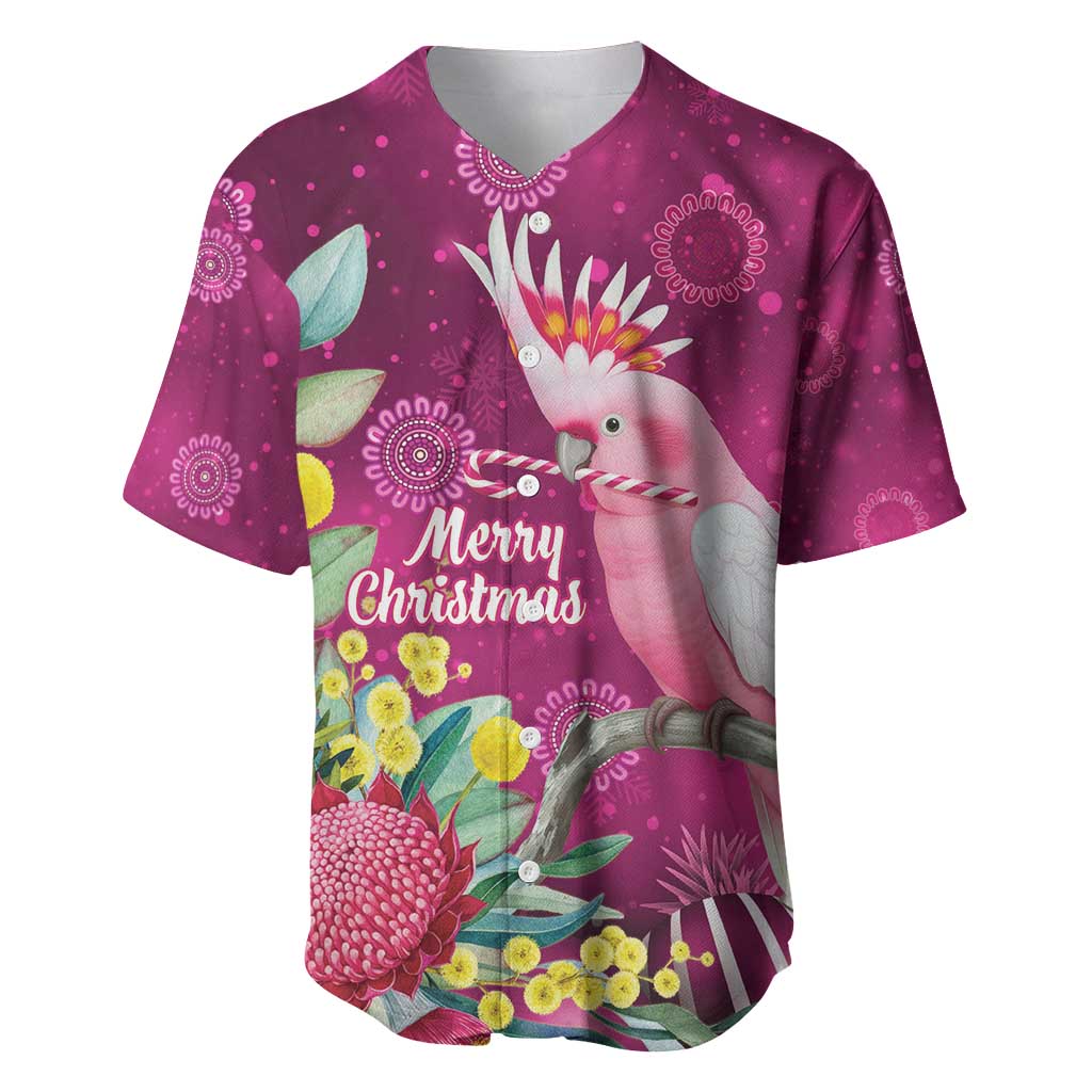 Australia Pink Cockatoo Christmas Baseball Jersey Aussie Native Flowers Merry Xmas - Pink - Aussie Hoodie