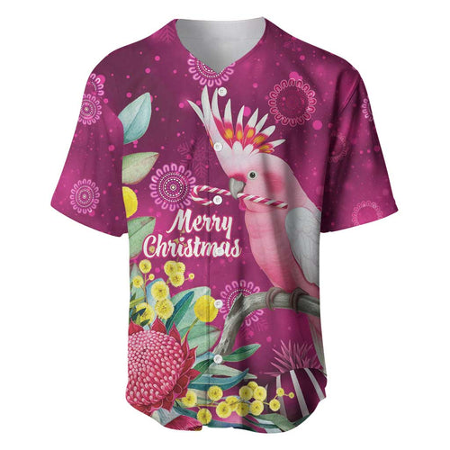 Australia Pink Cockatoo Christmas Baseball Jersey Aussie Native Flowers Merry Xmas - Pink - Aussie Hoodie
