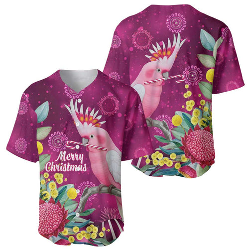 Australia Pink Cockatoo Christmas Baseball Jersey Aussie Native Flowers Merry Xmas - Pink - Aussie Hoodie