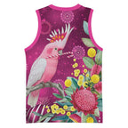 Australia Pink Cockatoo Christmas Basketball Jersey Aussie Native Flowers Merry Xmas - Pink - Aussie Hoodie