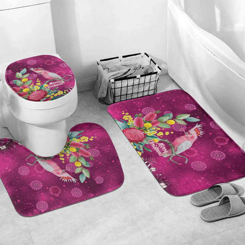 Australia Pink Cockatoo Christmas Bathroom Set Aussie Native Flowers Merry Xmas - Pink - Aussie Hoodie