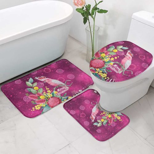 Australia Pink Cockatoo Christmas Bathroom Set Aussie Native Flowers Merry Xmas - Pink - Aussie Hoodie