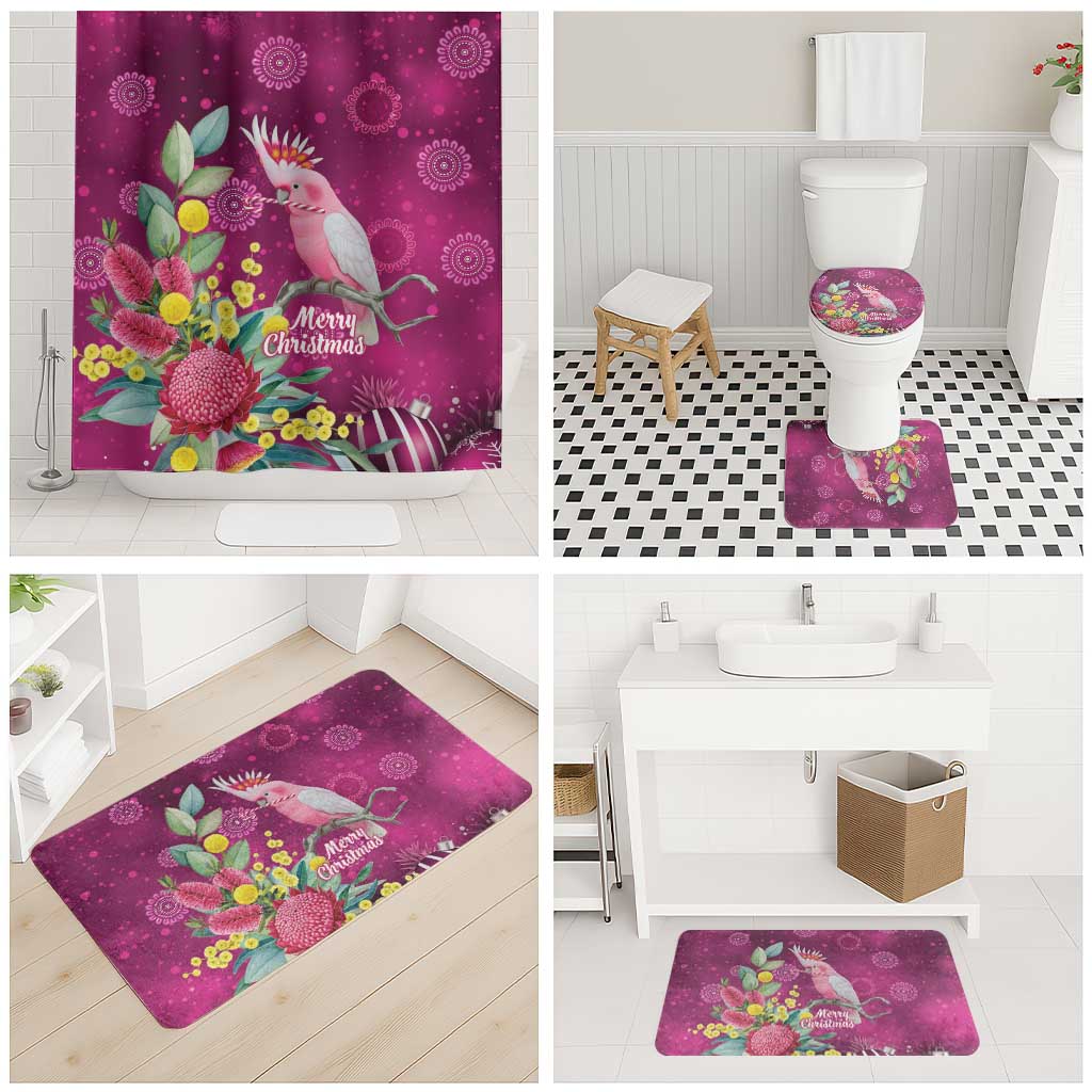 Australia Pink Cockatoo Christmas Bathroom Set Aussie Native Flowers Merry Xmas - Pink - Aussie Hoodie