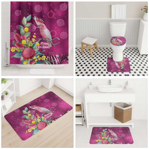 Australia Pink Cockatoo Christmas Bathroom Set Aussie Native Flowers Merry Xmas - Pink - Aussie Hoodie