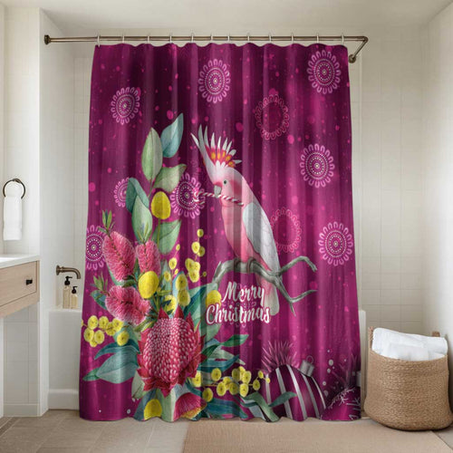 Australia Pink Cockatoo Christmas Bathroom Set Aussie Native Flowers Merry Xmas - Pink - Aussie Hoodie