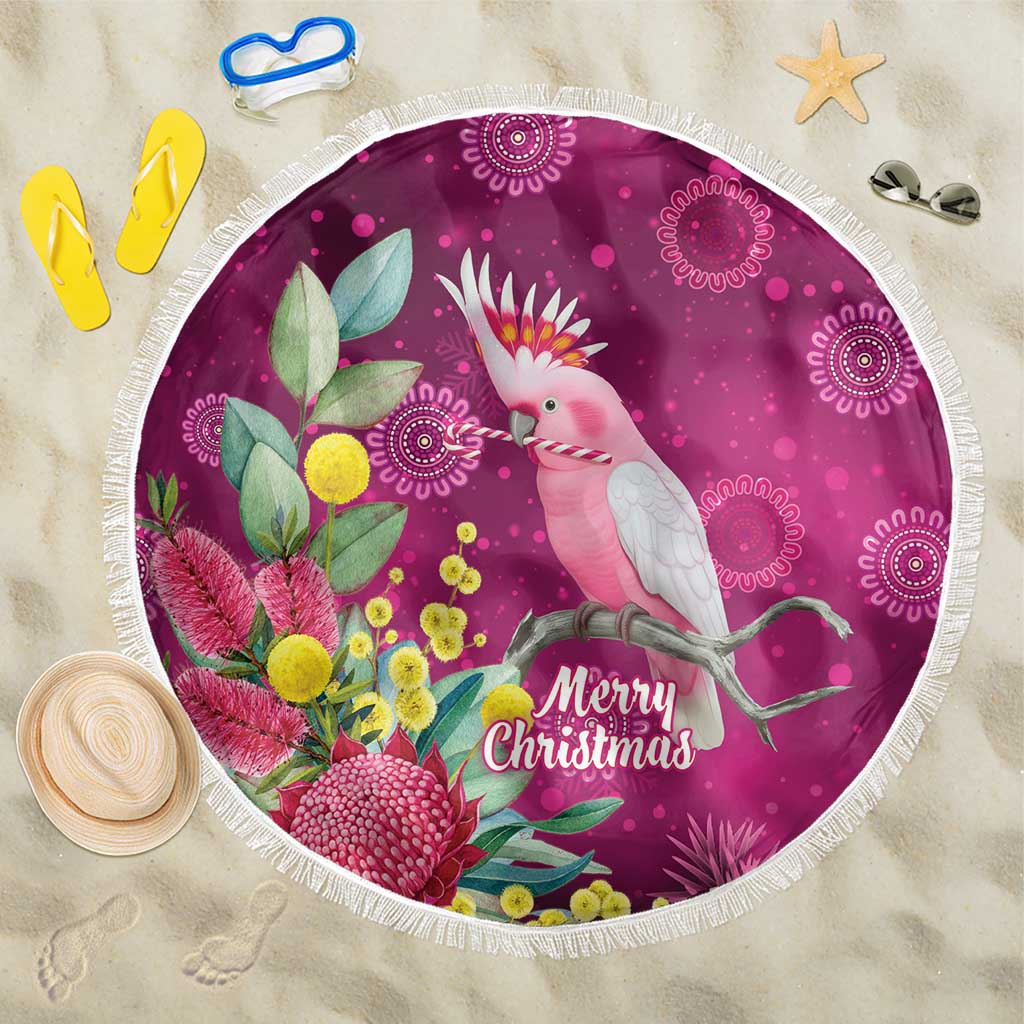Australia Pink Cockatoo Christmas Beach Blanket Aussie Native Flowers Merry Xmas - Pink - Aussie Hoodie