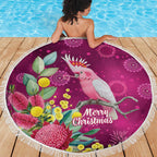 Australia Pink Cockatoo Christmas Beach Blanket Aussie Native Flowers Merry Xmas - Pink - Aussie Hoodie