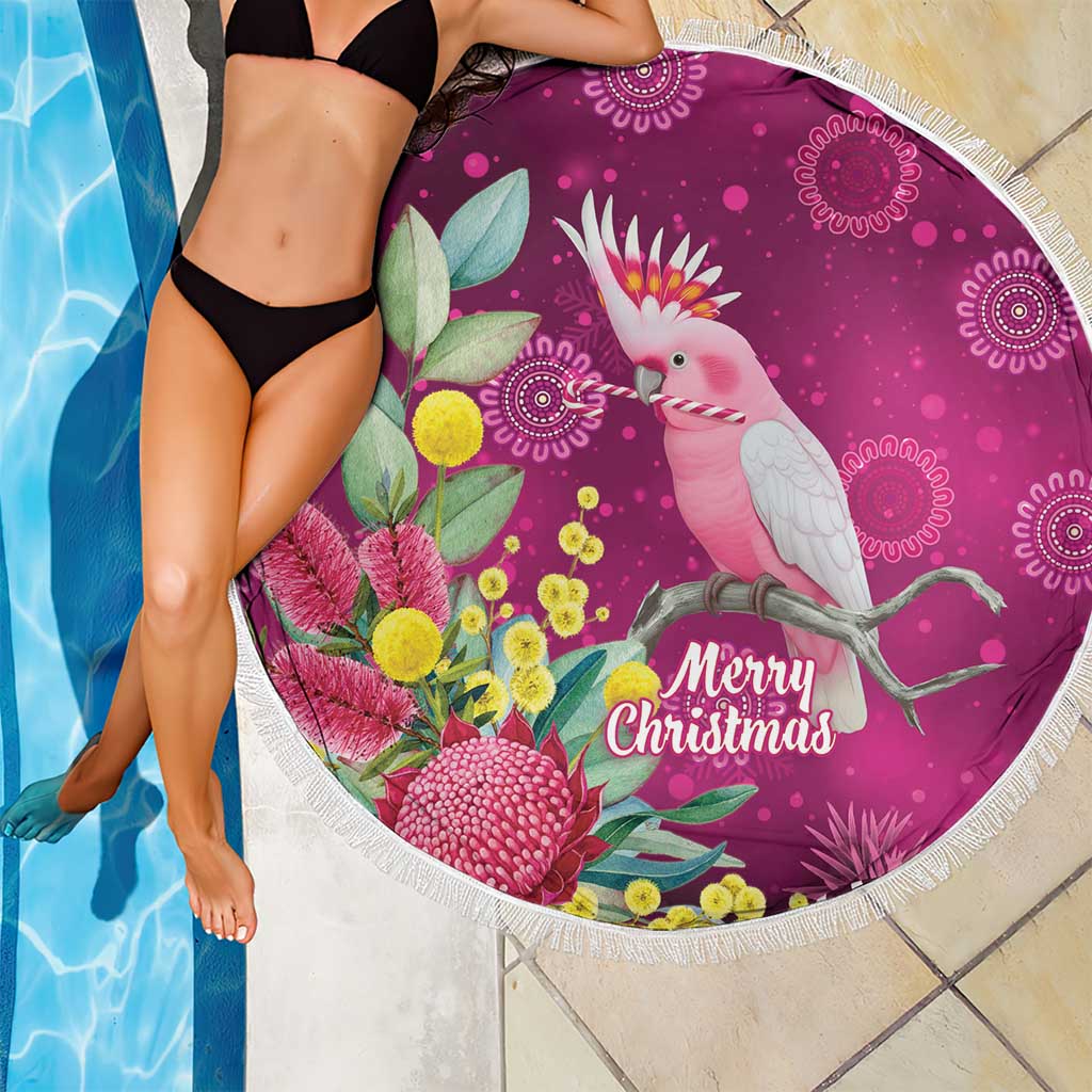 Australia Pink Cockatoo Christmas Beach Blanket Aussie Native Flowers Merry Xmas - Pink - Aussie Hoodie