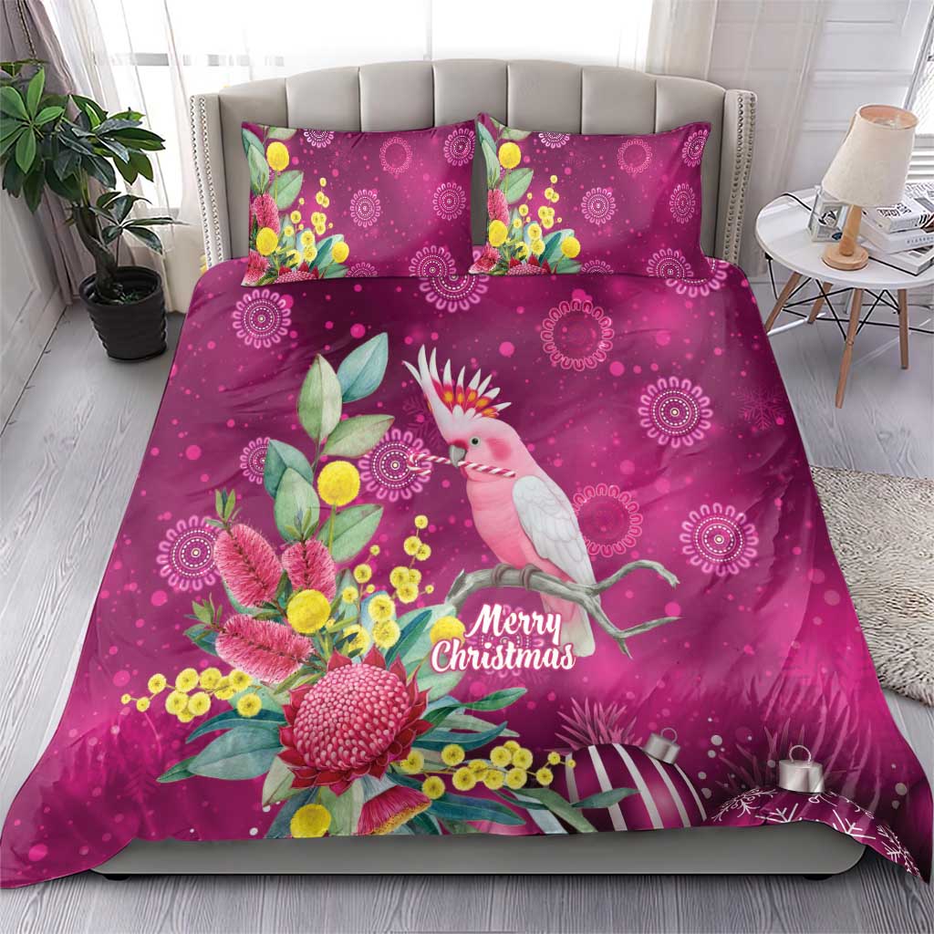 Australia Pink Cockatoo Christmas Bedding Set Aussie Native Flowers Merry Xmas - Pink - Aussie Hoodie
