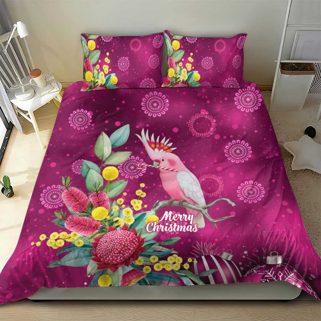 Australia Pink Cockatoo Christmas Bedding Set Aussie Native Flowers Merry Xmas - Pink - Aussie Hoodie