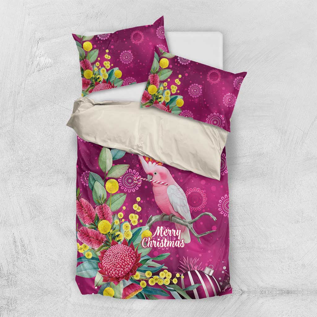 Australia Pink Cockatoo Christmas Bedding Set Aussie Native Flowers Merry Xmas - Pink - Aussie Hoodie