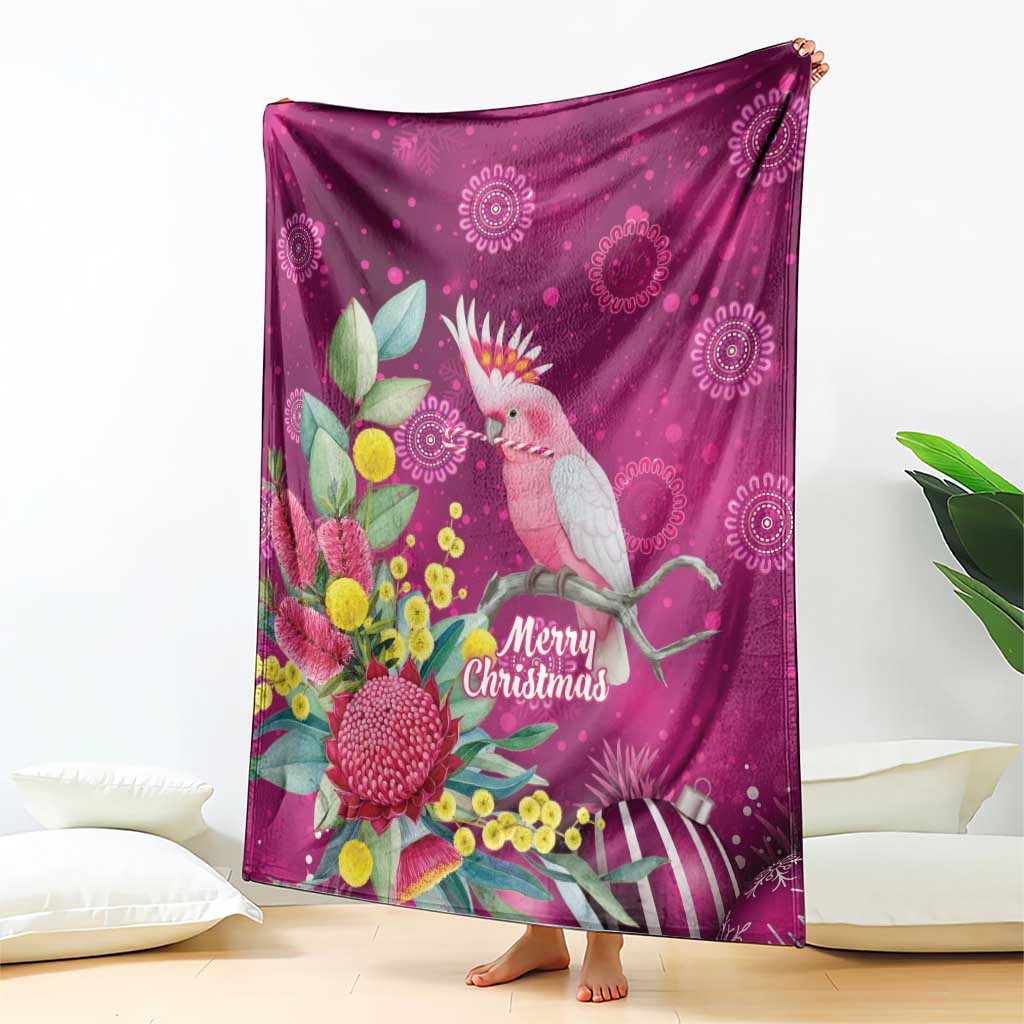 Australia Pink Cockatoo Christmas Blanket Aussie Native Flowers Merry Xmas - Pink - Aussie Hoodie