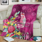 Australia Pink Cockatoo Christmas Blanket Aussie Native Flowers Merry Xmas - Pink - Aussie Hoodie