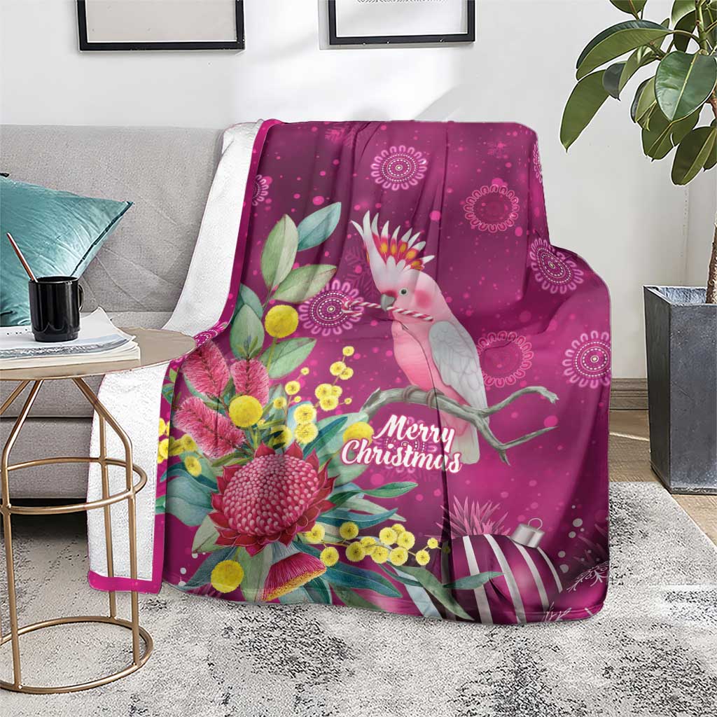 Australia Pink Cockatoo Christmas Blanket Aussie Native Flowers Merry Xmas - Pink - Aussie Hoodie