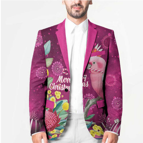 Australia Pink Cockatoo Christmas Blazer Aussie Native Flowers Merry Xmas - Pink - Aussie Hoodie