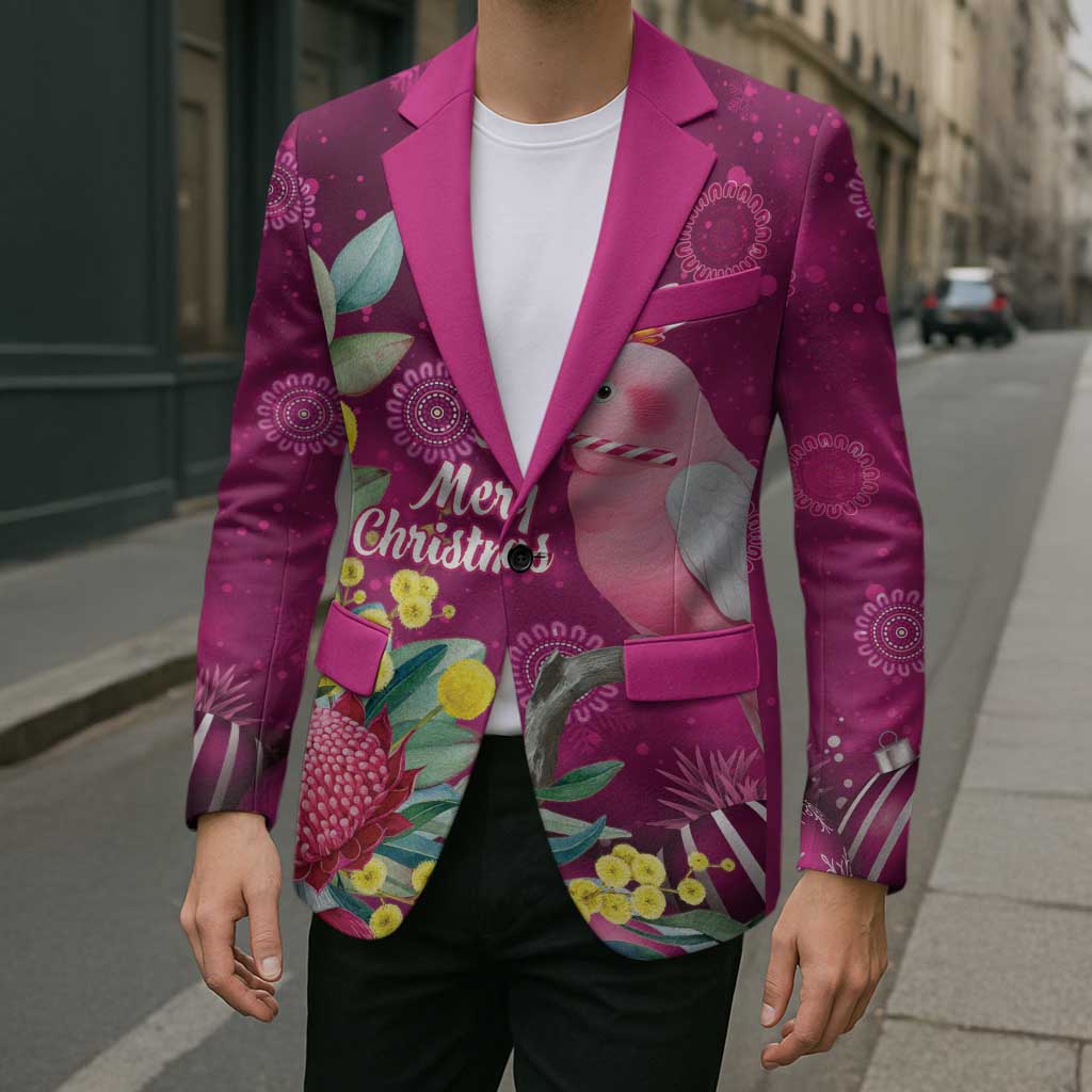 Australia Pink Cockatoo Christmas Blazer Aussie Native Flowers Merry Xmas - Pink - Aussie Hoodie