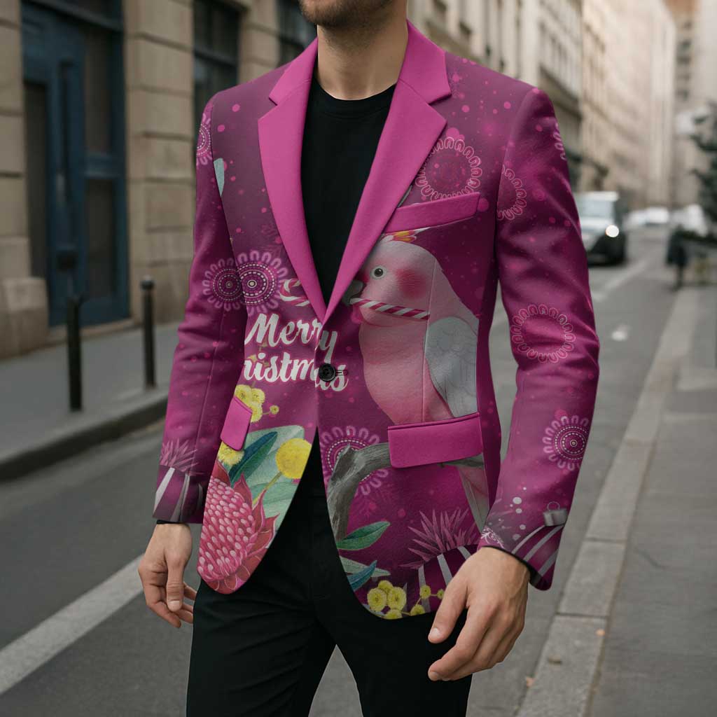 Australia Pink Cockatoo Christmas Blazer Aussie Native Flowers Merry Xmas - Pink - Aussie Hoodie