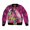 Australia Pink Cockatoo Christmas Bomber Jacket Aussie Native Flowers Merry Xmas - Pink - Aussie Hoodie