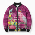 Australia Pink Cockatoo Christmas Bomber Puffer Jacket Aussie Native Flowers Merry Xmas - Pink - Aussie Hoodie