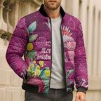 Australia Pink Cockatoo Christmas Bomber Puffer Jacket Aussie Native Flowers Merry Xmas - Pink - Aussie Hoodie