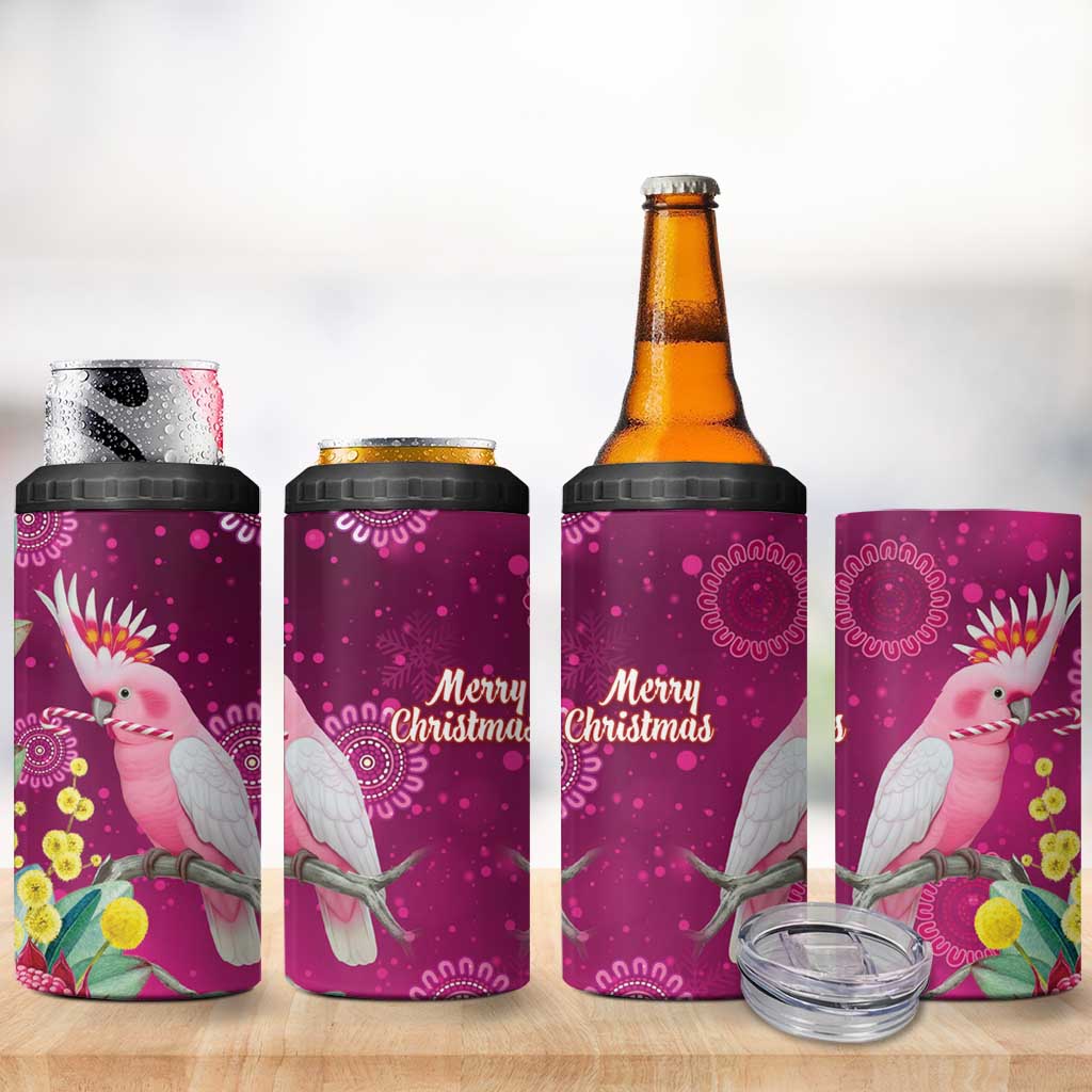 Australia Pink Cockatoo Christmas 4 in 1 Can Cooler Tumbler Aussie Native Flowers Merry Xmas - Pink - Aussie Hoodie