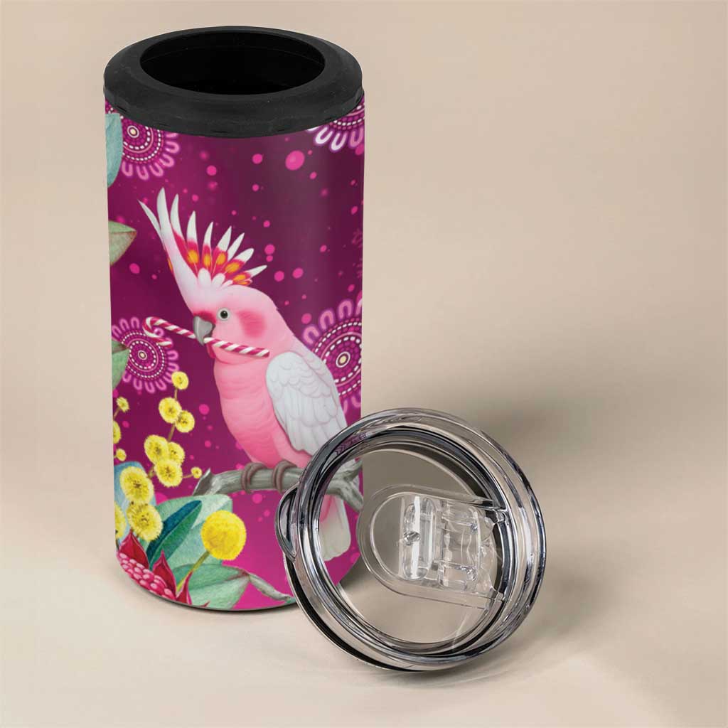 Australia Pink Cockatoo Christmas 4 in 1 Can Cooler Tumbler Aussie Native Flowers Merry Xmas - Pink - Aussie Hoodie