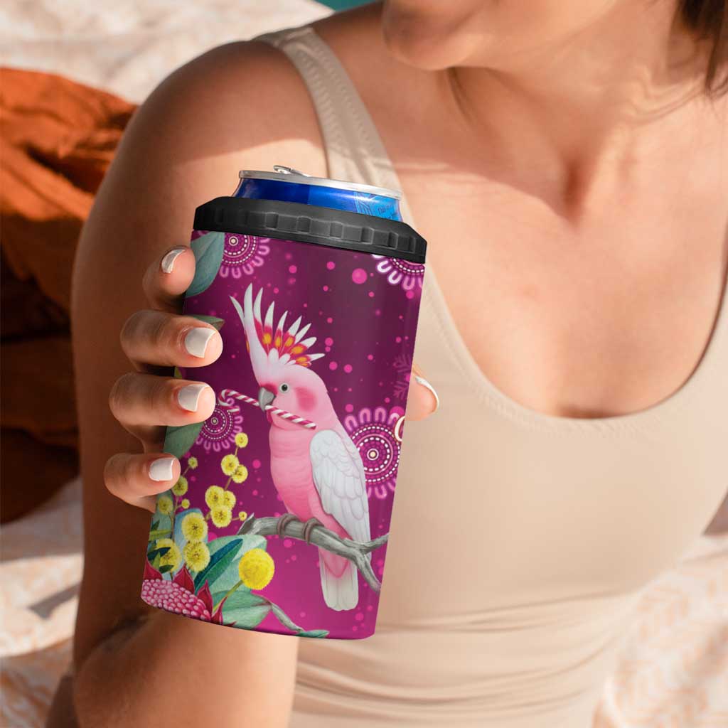 Australia Pink Cockatoo Christmas 4 in 1 Can Cooler Tumbler Aussie Native Flowers Merry Xmas - Pink - Aussie Hoodie