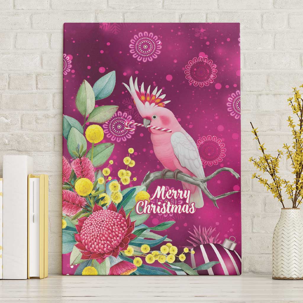 Australia Pink Cockatoo Christmas Canvas Wall Art Aussie Native Flowers Merry Xmas - Pink - Aussie Hoodie