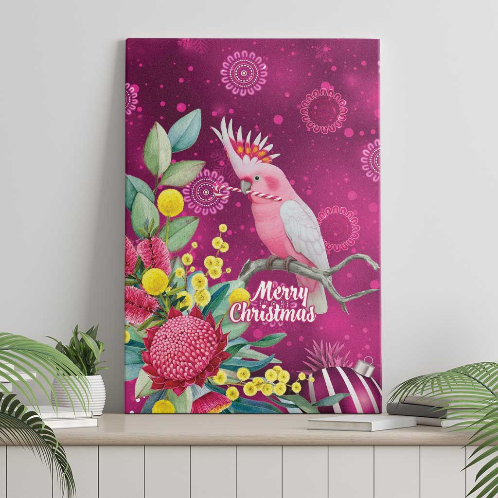 Australia Pink Cockatoo Christmas Canvas Wall Art Aussie Native Flowers Merry Xmas - Pink - Aussie Hoodie