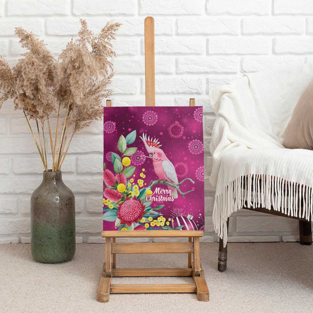 Australia Pink Cockatoo Christmas Canvas Wall Art Aussie Native Flowers Merry Xmas - Pink - Aussie Hoodie
