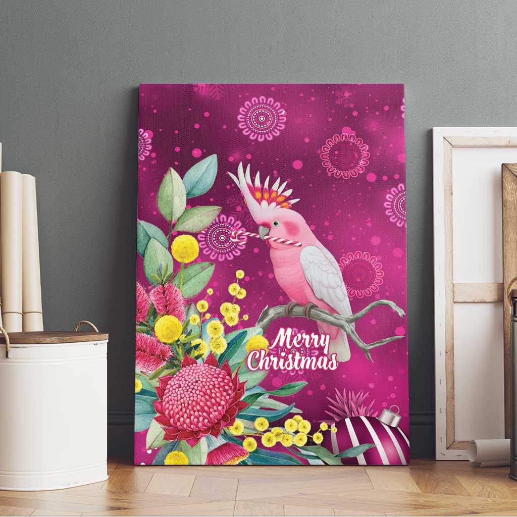 Australia Pink Cockatoo Christmas Canvas Wall Art Aussie Native Flowers Merry Xmas - Pink - Aussie Hoodie