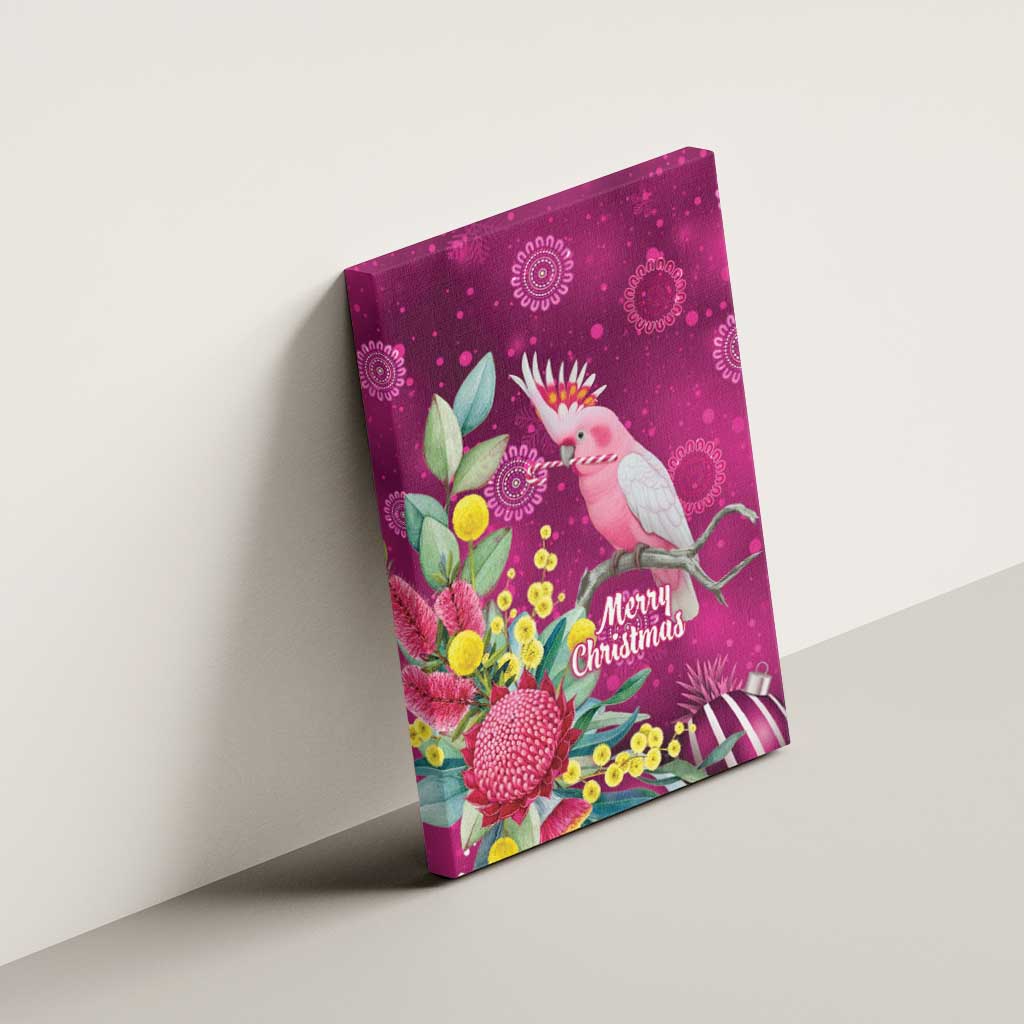 Australia Pink Cockatoo Christmas Canvas Wall Art Aussie Native Flowers Merry Xmas - Pink - Aussie Hoodie