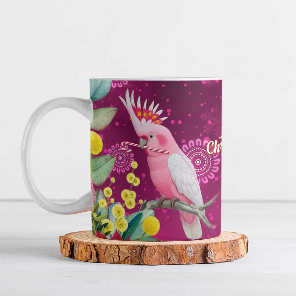 Australia Pink Cockatoo Christmas Ceramic Mug Aussie Native Flowers Merry Xmas - Pink - Aussie Hoodie