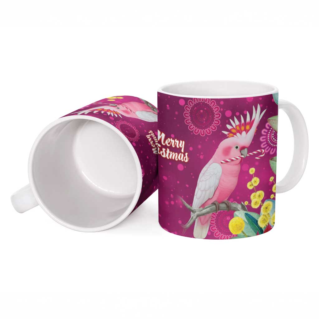 Australia Pink Cockatoo Christmas Ceramic Mug Aussie Native Flowers Merry Xmas - Pink - Aussie Hoodie