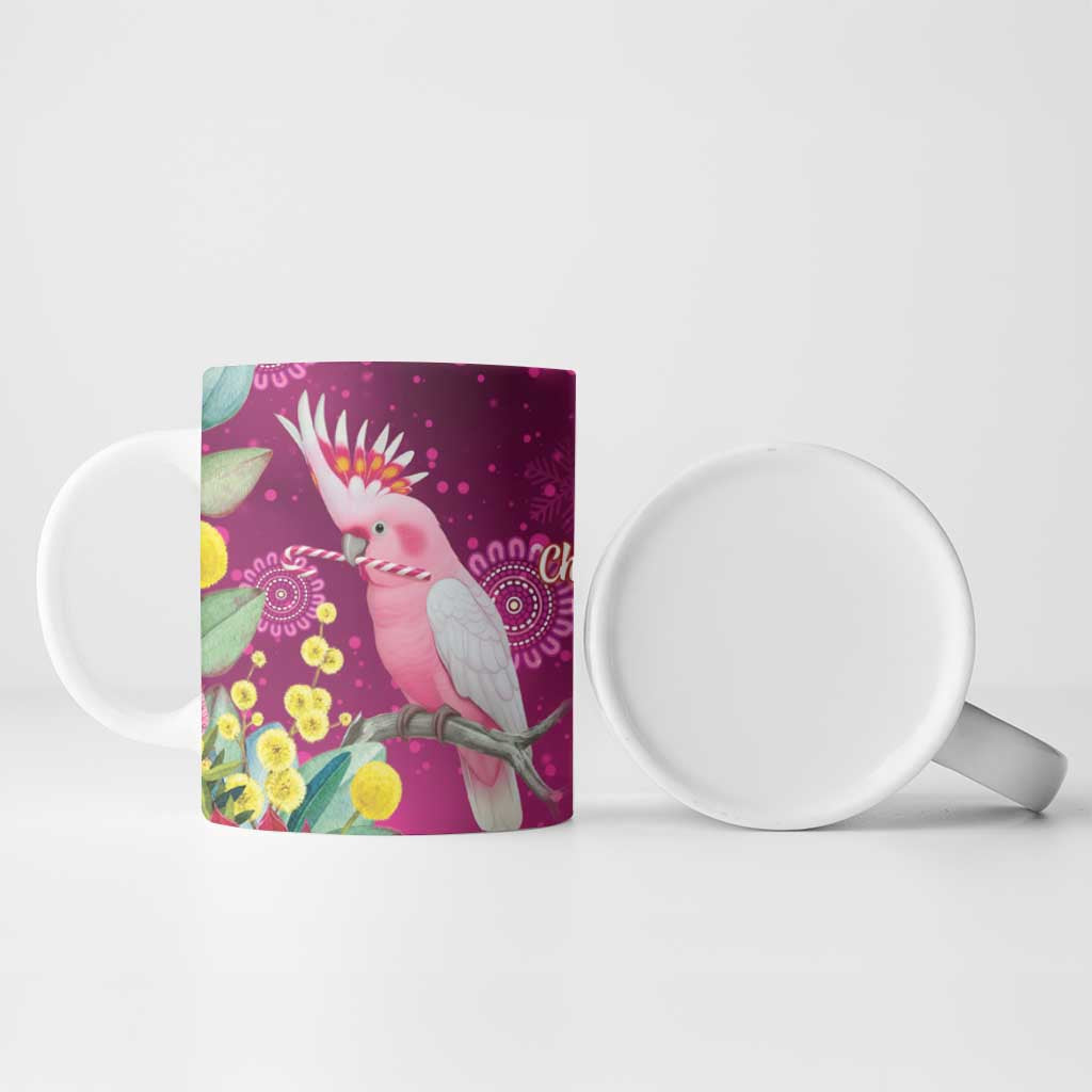 Australia Pink Cockatoo Christmas Ceramic Mug Aussie Native Flowers Merry Xmas - Pink - Aussie Hoodie