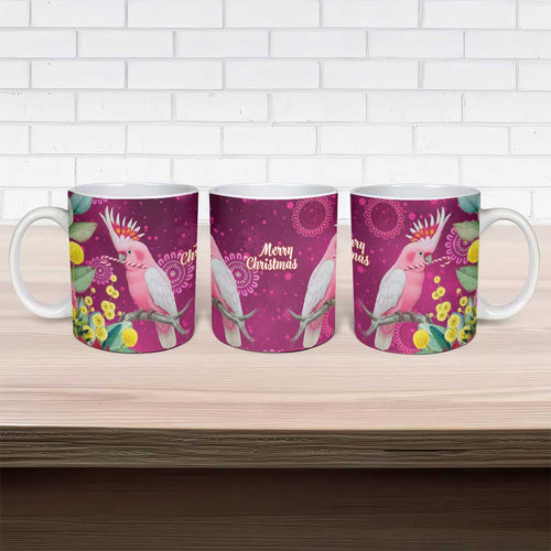 Australia Pink Cockatoo Christmas Ceramic Mug Aussie Native Flowers Merry Xmas - Pink - Aussie Hoodie